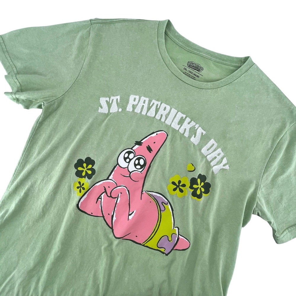 Nickelodeon SpongeBob Patrick Star T-Shirt Women 2XL Green St‎ Patricks Day New